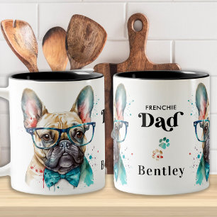 Niedlicher französischer Bulldog Frenchie Personal Zweifarbige Tasse
