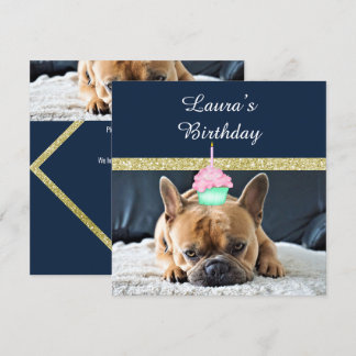 Niedlicher französischer Bulldog-Geburtstagsparty Einladung