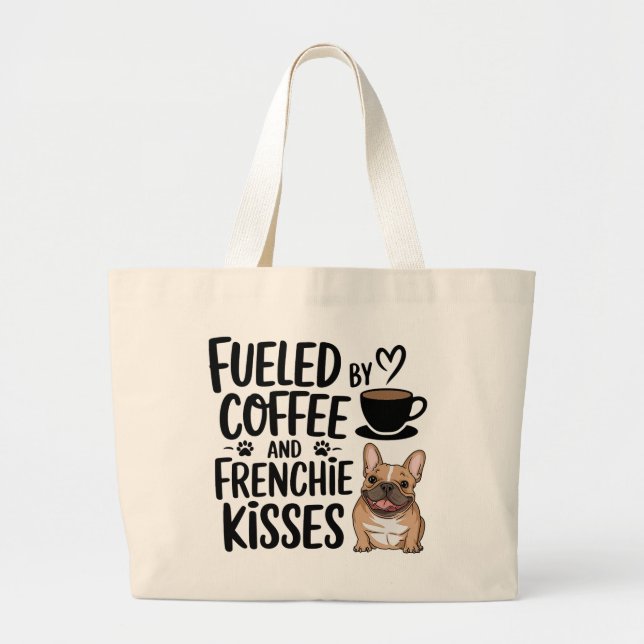 Niedlicher französischer Bulldog Kaffee Lover Fran Jumbo Stoffbeutel (Vorne)