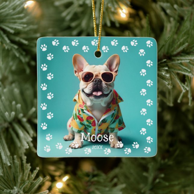 Niedlicher französischer Bulldog Keramikornament (Baum)