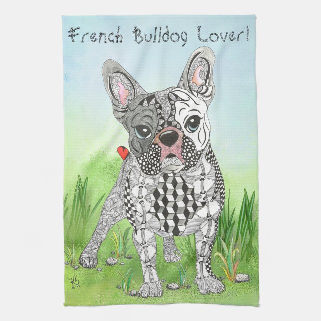 Niedlicher französischer Bulldog Lover Küchentuch (Vertikal)