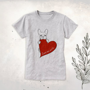 Niedlicher französischer Bulldog mit einem roten H T-Shirt