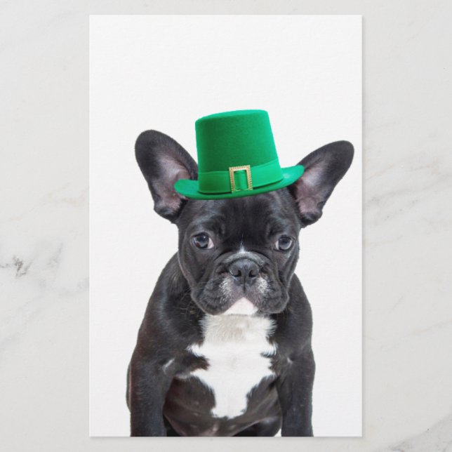 Niedlicher französischer Bulldog mit Hat St. Patri Briefpapier (Vorderseite)