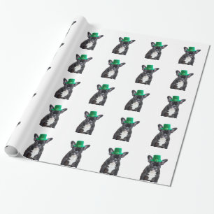 Niedlicher französischer Bulldog mit Hat St. Patri Geschenkpapier