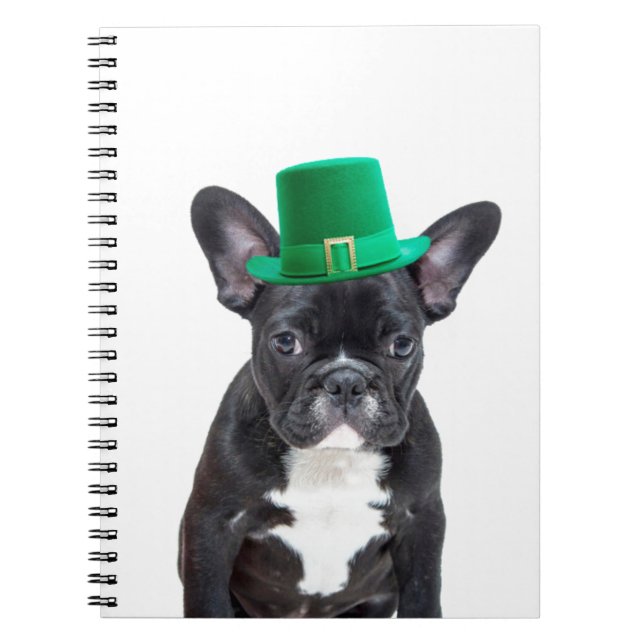 Niedlicher französischer Bulldog mit Hat St. Patri Notizblock (Vorderseite)