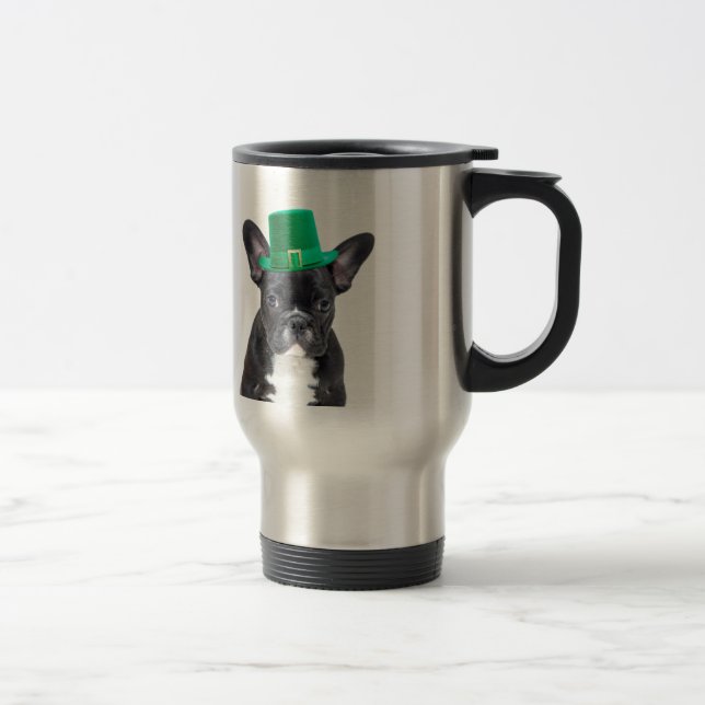 Niedlicher französischer Bulldog mit Hat St. Patri Reisebecher (Rechts)