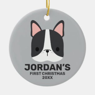 Niedlicher französischer Bulldog mit Personalisier Keramik Ornament