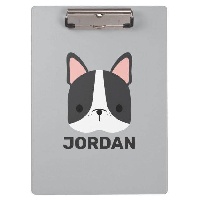 Niedlicher französischer Bulldog mit Personalisier Klemmbrett (Vorderseite)