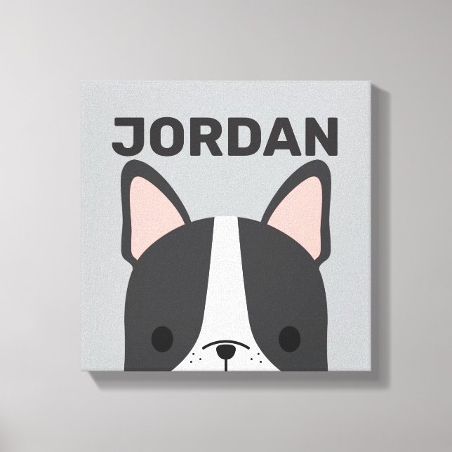 Niedlicher französischer Bulldog mit Personalisier Leinwanddruck (Vorderseite)
