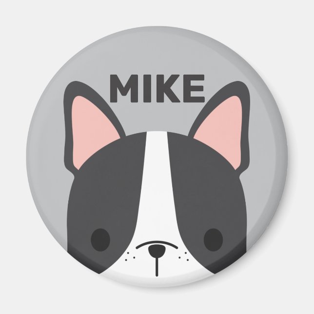 Niedlicher französischer Bulldog mit Personalisier Magnet (Vorne)
