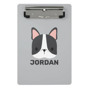 Niedlicher französischer Bulldog mit Personalisier Mini Klemmbrett