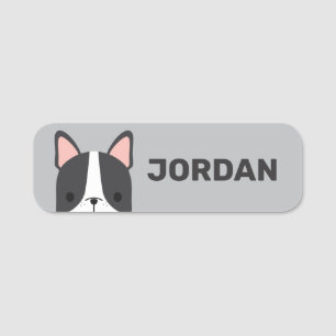 Niedlicher französischer Bulldog mit Personalisier Namensschild