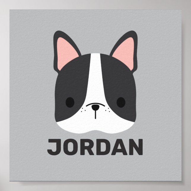 Niedlicher französischer Bulldog mit Personalisier Poster (Vorne)