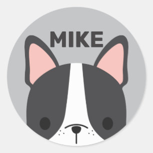 Niedlicher französischer Bulldog mit Personalisier Runder Aufkleber