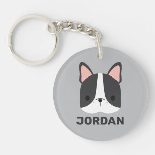 Niedlicher französischer Bulldog mit Personalisier Schlüsselanhänger
