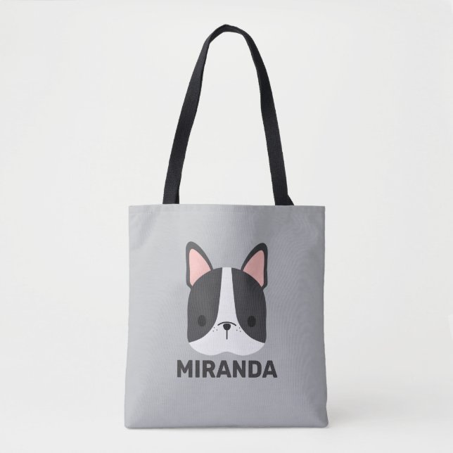 Niedlicher französischer Bulldog mit Personalisier Tasche (Vorderseite)