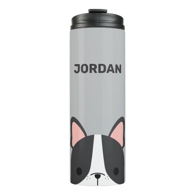 Niedlicher französischer Bulldog mit Personalisier Thermosbecher (Vorderseite)