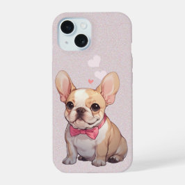 Niedlicher französischer Bulldog mit rosafarbenem  iPhone 15 Hülle