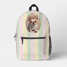 Niedlicher französischer Bulldog Pastell Lines Cot Bedruckter Rucksack