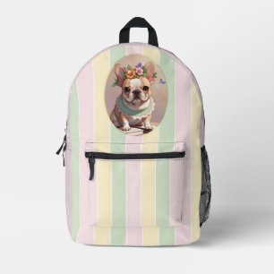 Niedlicher französischer Bulldog Pastell Lines Cot Bedruckter Rucksack