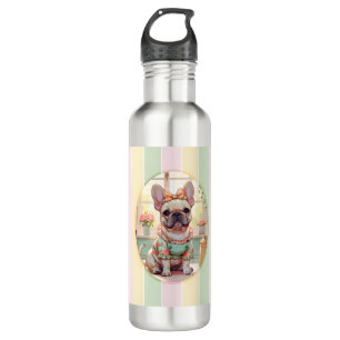 Niedlicher französischer Bulldog Pastell Lines Cot Edelstahlflasche