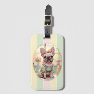 Niedlicher französischer Bulldog Pastell Lines Cot Gepäckanhänger
