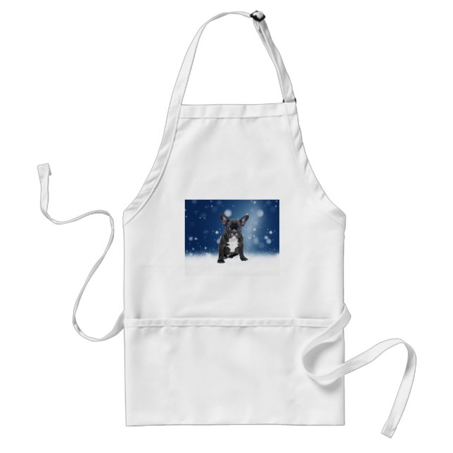 Niedlicher französischer Bulldog Snow Stars Schürze (Vorne)