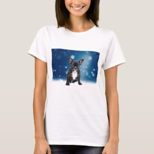 Niedlicher französischer Bulldog Snow Stars T-Shirt