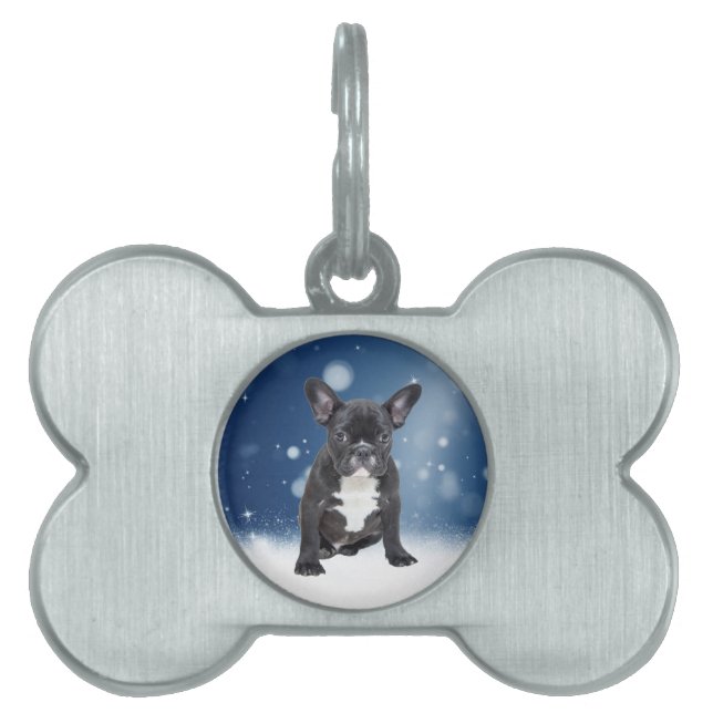 Niedlicher französischer Bulldog Snow Stars Tiermarke (Vorderseite)