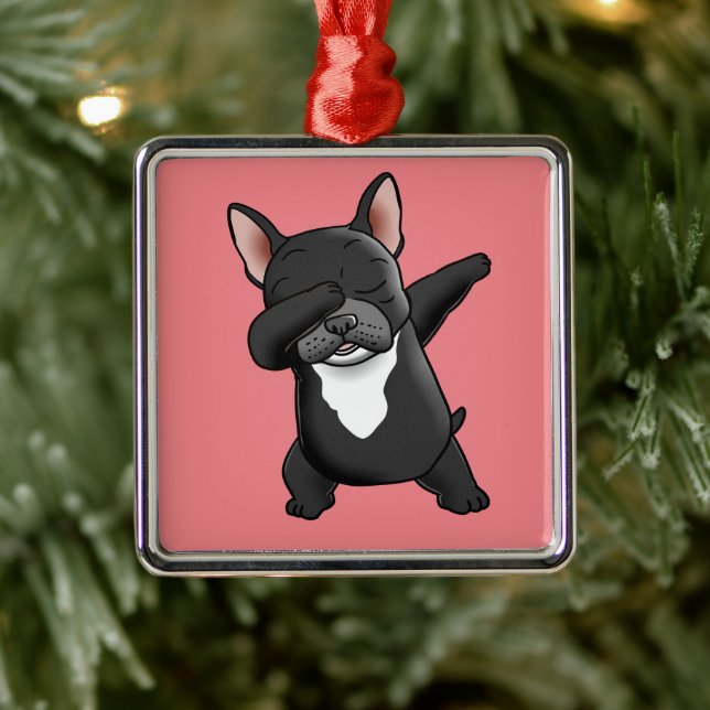 Niedlicher französischer Bulldog trinken Ornament Aus Metall (Baum)