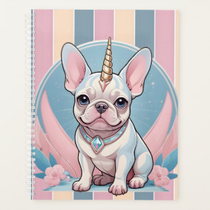 Niedlicher französischer Bulldog Unicorn Pastellro Planer