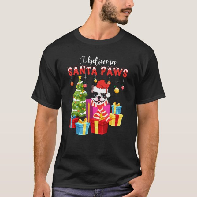 Niedlicher französischer Bulldog Weihnachten T-Shirt (Vorderseite)