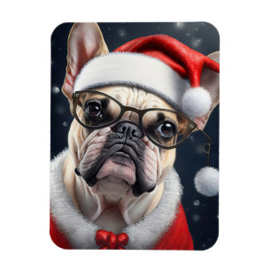 Niedlicher französischer Bulldog Weihnachtsgeschen Magnet