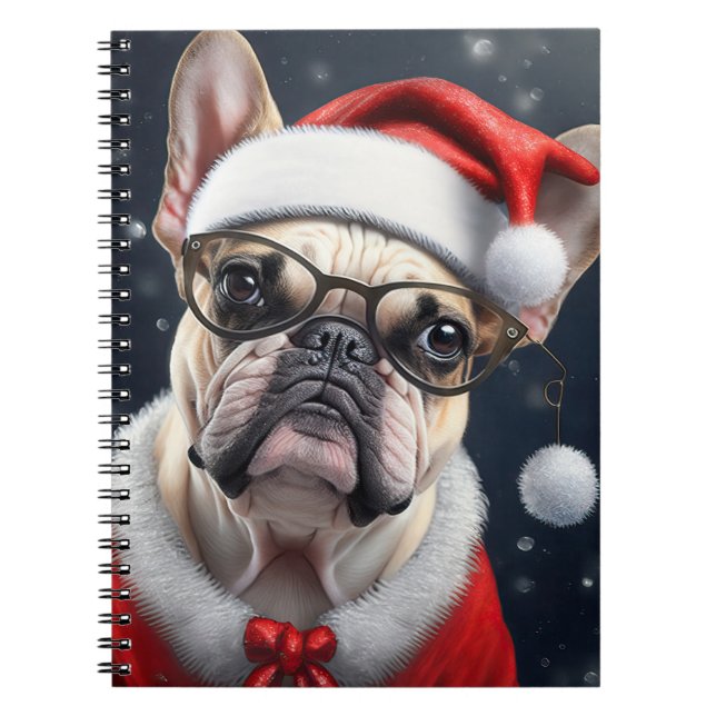 Niedlicher französischer Bulldog Weihnachtsgeschen Notizblock (Vorderseite)