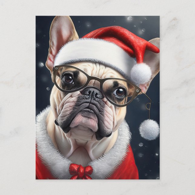 Niedlicher französischer Bulldog Weihnachtsgeschen Postkarte (Vorderseite)