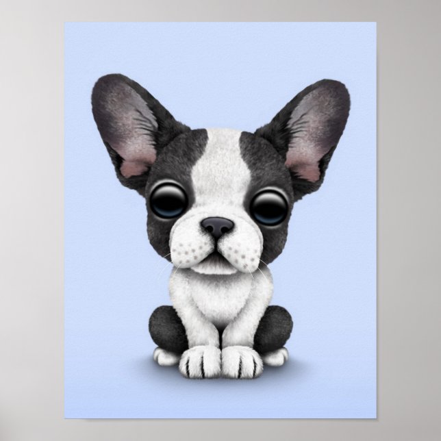 Niedlicher französischer Bulldog Welpenhund auf Li Poster (Vorne)