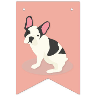 Niedlicher französischer Bulldog. Wimpelkette