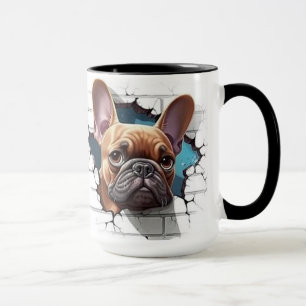 Niedlicher französischer Bulldogge in einer Mauer Tasse
