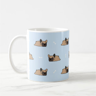 Niedlicher französischer Bulldoghund, der nahtlos Kaffeetasse