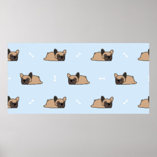 Niedlicher französischer Bulldoghund, der nahtlos  Poster
