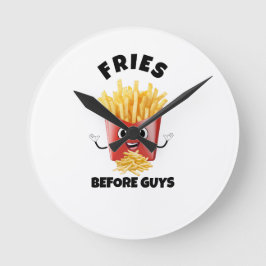 Niedlicher französischer Fries Cartoon Hoodie & T- Runde Wanduhr