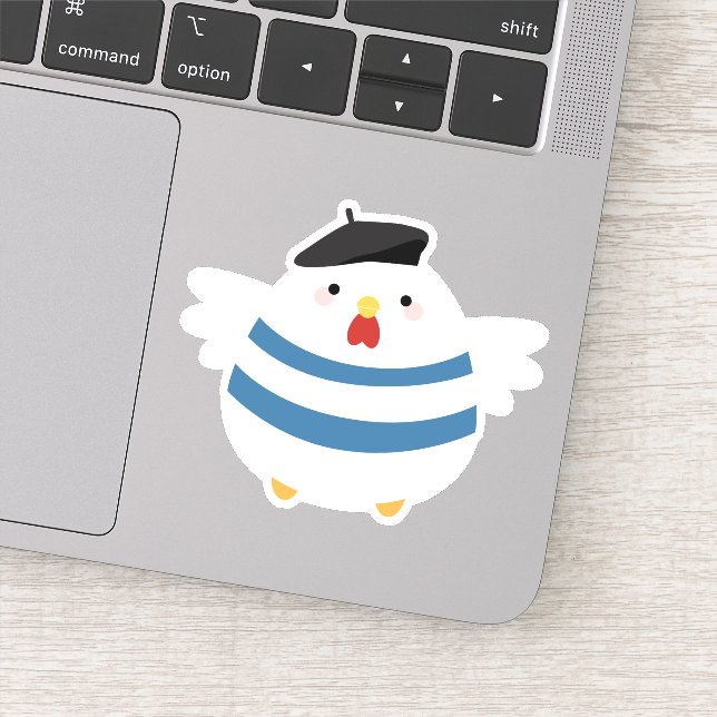 Niedlicher französischer Hen mit Beret Aufkleber (Detail)