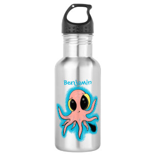 Niedlicher, freche Kraken-Cartoon Edelstahlflasche