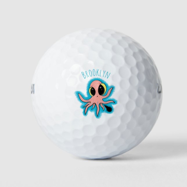 Niedlicher, freche Kraken-Cartoon Golfball (Vorderseite)