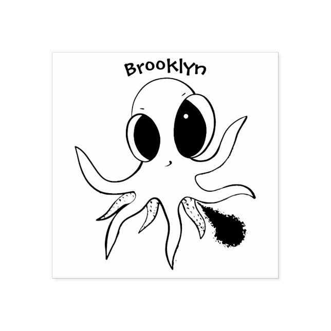 Niedlicher, freche Kraken-Cartoon Gummistempel (Prägung)