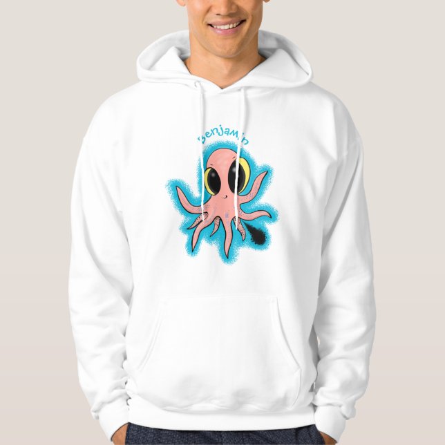 Niedlicher, freche Kraken-Cartoon Hoodie (Vorderseite)