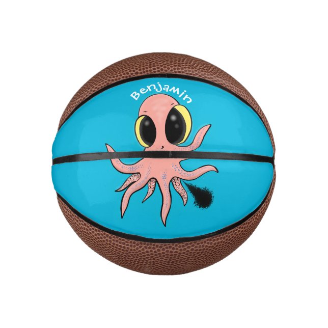 Niedlicher, freche Kraken-Cartoon Mini Basketball (Vorderseite)