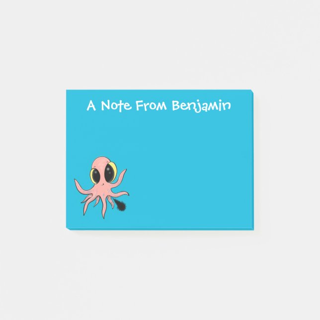 Niedlicher, freche Kraken-Cartoon Post-it Klebezettel (Vorderseite)