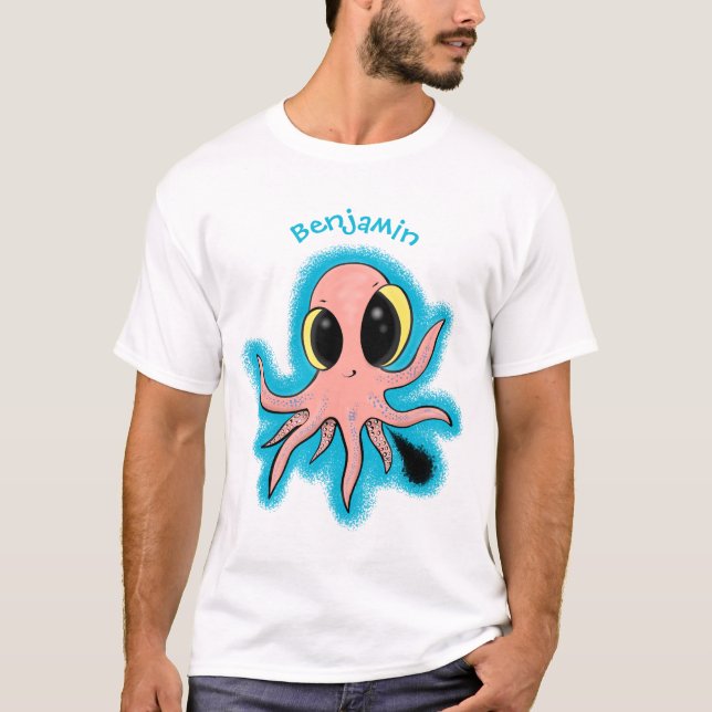 Niedlicher, freche Kraken-Cartoon T-Shirt (Vorderseite)