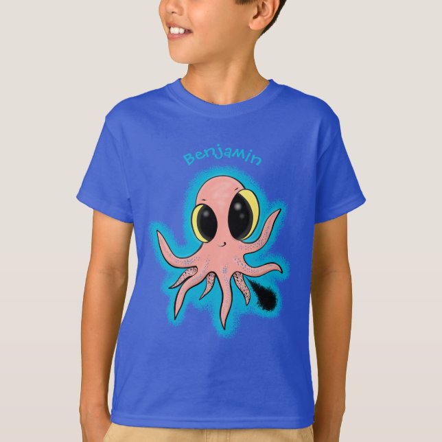 Niedlicher, freche Kraken-Cartoon T-Shirt (Vorderseite)